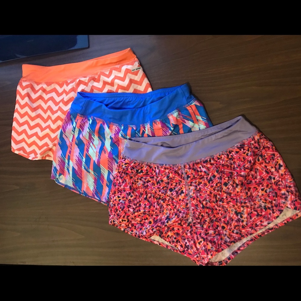 3 PCs Women’s Athletic Shorts Multi Colored Patterns Size 10-12